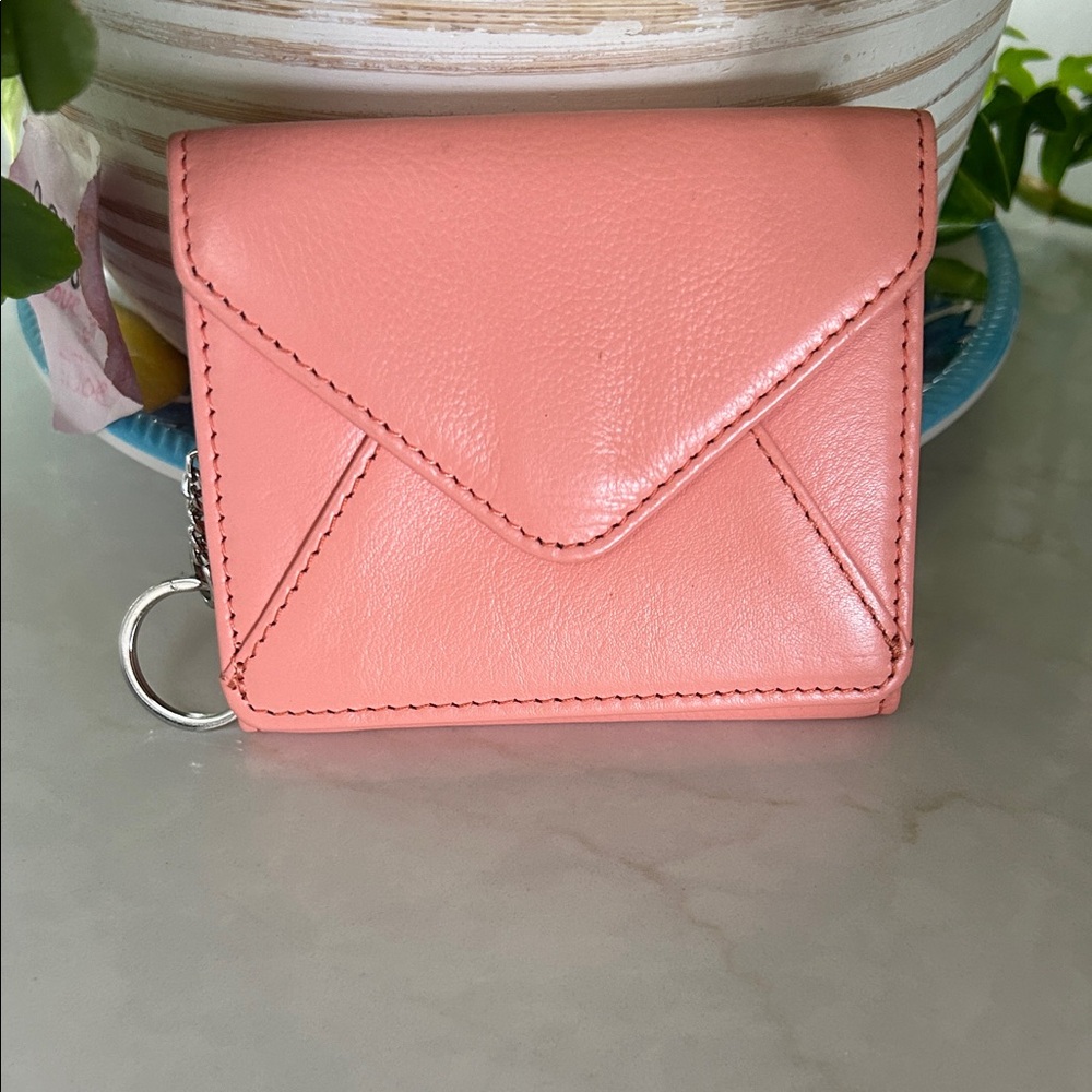 NWOT Aimee Kestenberg Coral Leather Trifold‎ Women’s Wallet